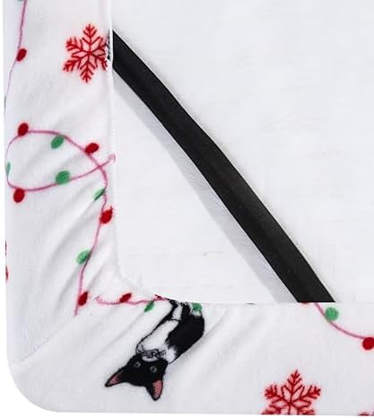 Elegant Comfort Luxuriously Soft 4-Piece Holiday Velvet Plush Flannel Sheet Set - Premium Quality - Cozy Warm, Christmas Fuzzy Velvet Flannel Fleece Deep Pocket Sheet Set - King, Jingle Cats