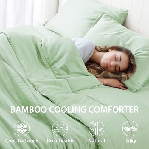 Bamboo Viscose Summer Comforter/Blanket Queen Size- Ultra Soft & Breathable Comfort - Perfect Medium Weight for Snuggling Without Overheating - Stay Cool & Cozy All Night