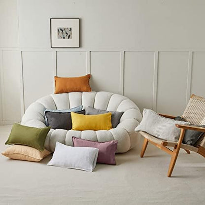 Simple&Opulence 100% Linen Lumbar Pillow Cover 12 x 20 Inches Set of 2 Rectangular Decorative Throw Cushion Cover for Couch Sofa Bed Living Room Office Soft Breathable Farmhouse - Purple