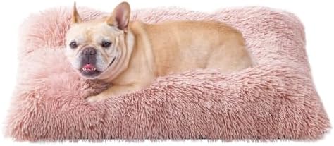 EHEYCIGA Fluffy Dog Crate Bed for Medium Dogs, Plush Crate Pad, Pink