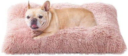 EHEYCIGA Fluffy Dog Crate Bed for Medium Dogs, Plush Crate Pad, Pink
