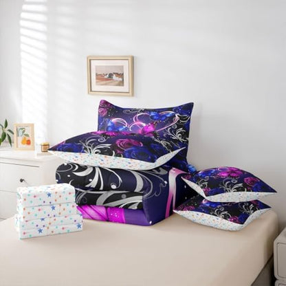 Feelyou Cute Butterfly Comforter Set with Sheets 7 Piece Twin Size