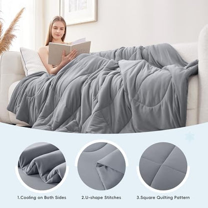 SameBed Cooling Comforter King/Cali King Size, Summer Blanket for Hot Sleepers, Lightweight Comforter for Night Sweats, Double-Sided Breathable Cooling Beddings (Dark Grey, 108"*90")
