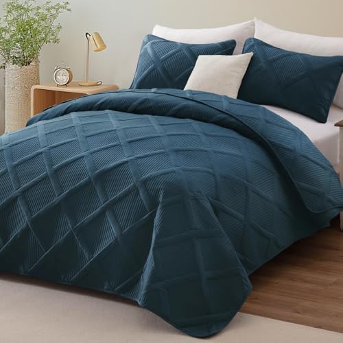 Exclusivo Mezcla 2-Piece Soft Twin Size Quilt Bedding Set, Navy Blue