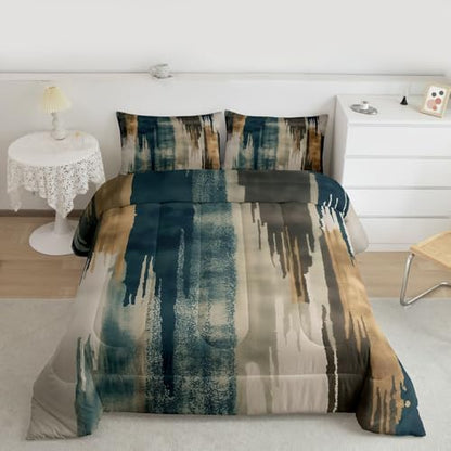 jejeloiu Abstract Comforter Set Modern Art Bedding Set Queen Size