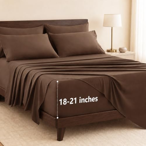 CozyLux Queen Sheet Set 6-Piece, 21-Inch Deep Pocket, Soft Brushed Feel