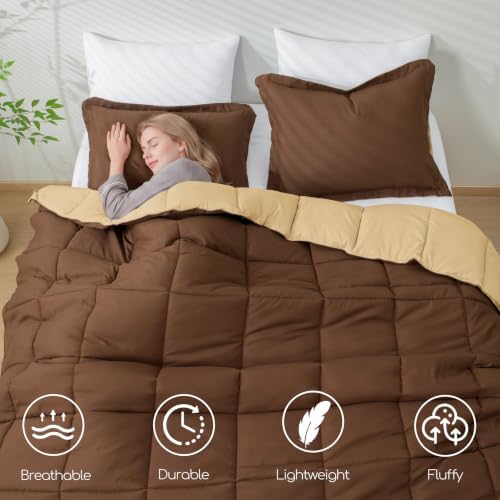 HIG 3pc Chocolate Queen Size Bedding Comforter Set Duvet Insert Blanket