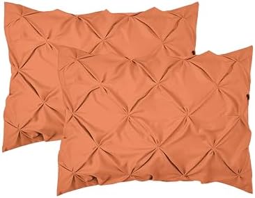 Elegant Comfort 2-Pack Sham Set Pinch Pleat Design, 1500 Premium Hotel Quality Microfiber, Stylish Design-Easy Care, Wrinkle and Stain Resistant, 2-Piece Sham Set, Pleated Standard/Queen, Coral
