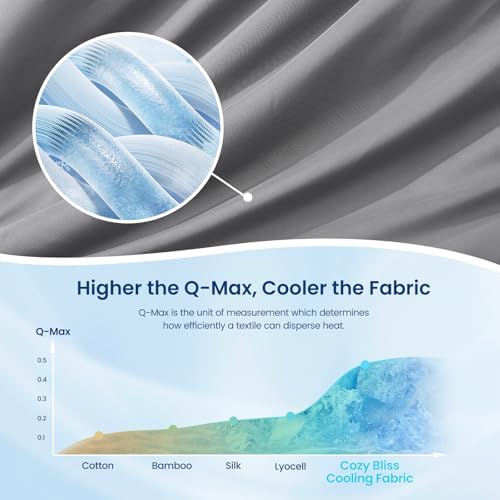Cozy Bliss Cooling Comforter Cali King Size, Reversible Lightweight Cooling Blankets for Hot Sleepers and Night Sweats, Q-Max>0.45 Soft Breathable Silky Smooth Summer Comforter, Dark Grey, 106"x96"