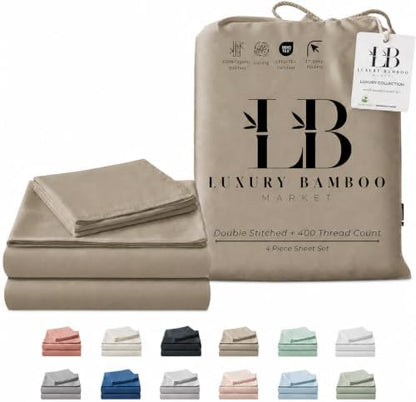 |Queen Size Sheet Set | Organically Grown | Ultra Soft & Cooling |100% Viscose | 17" Deep Pocket [Cocoa]