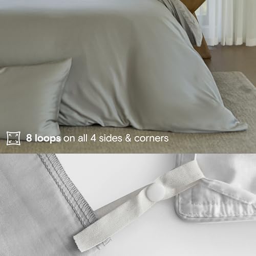 DOZ Duvet Cover Set, 100% Viscose derived from Bamboo, Organically Grown, Buttery Soft, Cooling Duvet Covers, High GSM, 1 Duvet Cover and 1 Pillowcase, 70"x90" (Dove, Twin/Twin XL)