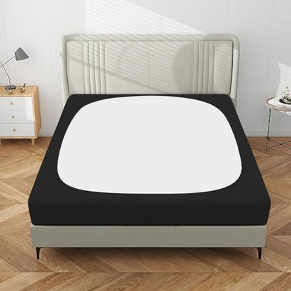 PureFit Stretchy Box Spring Cover Full - Elastic Fitted Box Spring Wrap Around 4 Sides, Wrinkle & Fading Resistant Fits Full Size Beds, Black