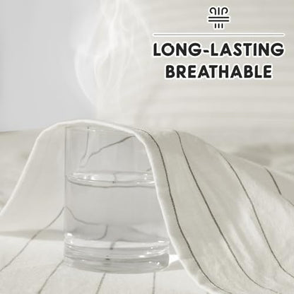 SONORO KATE 100% French Linen Queen Size Sheets Set,Natural Flax Bedding