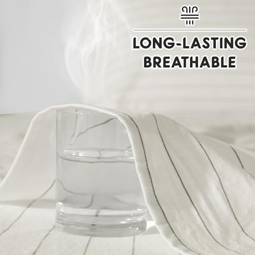 SONORO KATE 100% French Linen King Size Sheets Set,Natural Flax Bedding