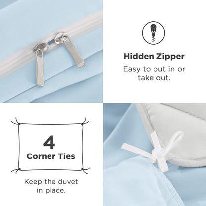 Andency Light Blue Ruffle Duvet Cover King, Shabby Chic Bedding Set