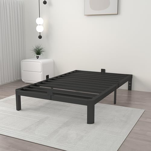 ITIMIDI 10 Inch Twin Platform Bed, Heavy Duty Steel, No Box Spring, Black