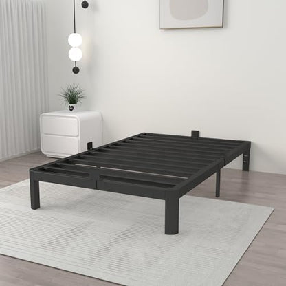 ITIMIDI 10 Inch Twin Platform Bed, Heavy Duty Steel, No Box Spring, Black