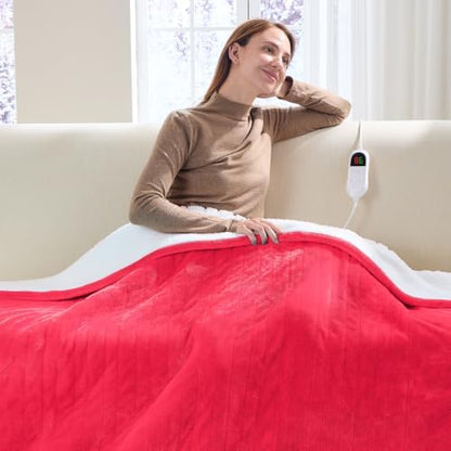 Heated Electric Blanket Twin, Soft Heating Blanket, 62" x 84", Peach