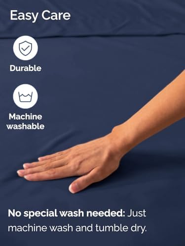 CGK Linens Deep Twin XL Fitted Sheet - Dorm Room Essentials - Navy Blue