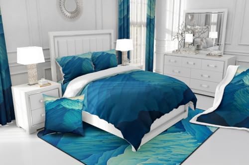 Mountain Comforter Set King Size,Nature Scenery Bedding Set for Kids Boys Girls Room Decor,Japanese Style Abstract Art Modern Duvet Insert 3Pcs,Minimalism Mountain Rustic Quilt Set,2 Pillowcases
