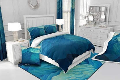 Mountain Comforter Set King Size,Nature Scenery Bedding Set for Kids Boys Girls Room Decor,Japanese Style Abstract Art Modern Duvet Insert 3Pcs,Minimalism Mountain Rustic Quilt Set,2 Pillowcases