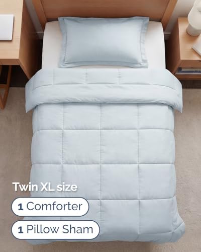 Twin XL Comforter Set - Ice Blue Bedding for All Seasons - 2 Piece Bed Set