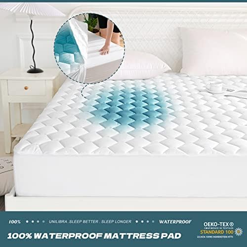 UNILIBRA Queen Mattress Protector Waterproof, Deep Pocket Mattress Pad Cover Up to 18 Inches, Quilted Fitted Hollow Cotton Filling Breathable Mattress Topper
