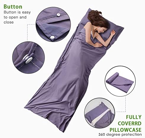Travel and Camping Sheet Sleeping Bag Liner - Lightweight Compact and Portable Adult Sleeping Bag - Ideal for Traveling,Hostels and Camping