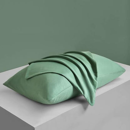 MILVOWOC 2Pcs Brushed Microfiber King Pillowcases - 20 x 36 Inch, Dark Green Pillow Case Set Non Slip Envelope Pillow Cover with Moisture Absorption and Anti-Wrinkle