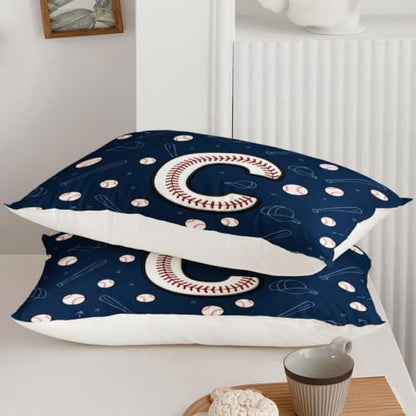 BSNTHO Alphabet Queen Size, Comforter Set Baseball Kids Comforter 3Pcs