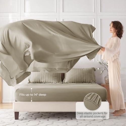 MUXHOMO 5 Pieces Twin XL Comforter Set, Seersucker Bed in a Bag Twin XL Size, All Season Luxury Bedding Set with Comforter, Flat Sheet, Fitted Sheet, Pillowcase & Sham, Linen