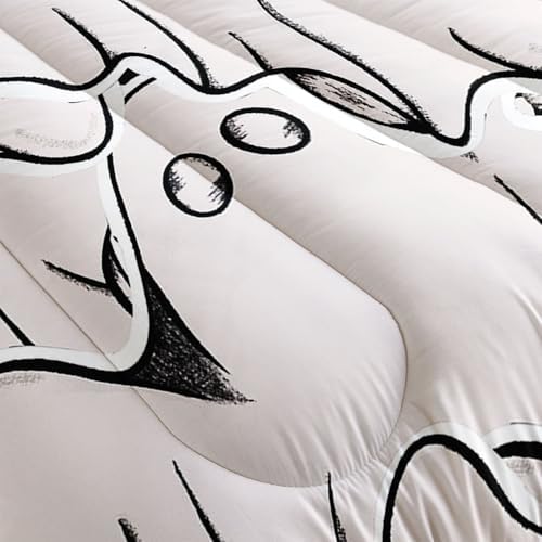 Nttopship Ghost Comforter Bedding Set with 2 Pillowcase King Size Black and White Comforter Set for Kids Boys Girls Bedroom Decor