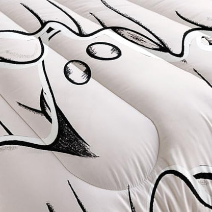 Nttopship Ghost Comforter Bedding Set with 2 Pillowcase King Size Black and White Comforter Set for Kids Boys Girls Bedroom Decor