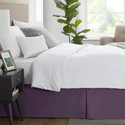 Nestl Dark Purple Bed Skirt Queen Size - Queen Bed Skirt 14 Inch Drop - Brushed Microfiber Bed Skirts - Hotel Quality Pleated Bed Skirt - Shrinkage & Fade Resistant