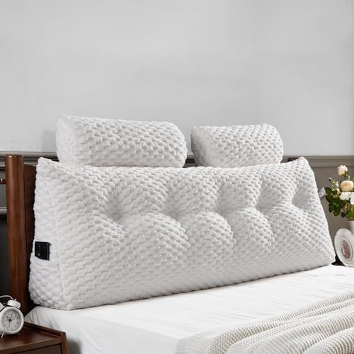 EUHAMS Headboard Pillow Queen with Neck Roll, Triangular Backrest Pillow