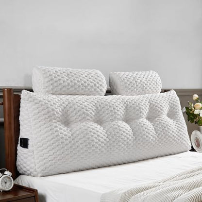 EUHAMS Headboard Pillow Queen with Neck Roll, Triangular Backrest Pillow