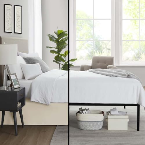 Nestl Cream Bed Skirt Queen Size - Queen Bed Skirt 14 Inch Drop - Brushed Microfiber - Hotel Quality Pleated Bed Skirt - Shrinkage & Fade Resistant (Pack of 2)