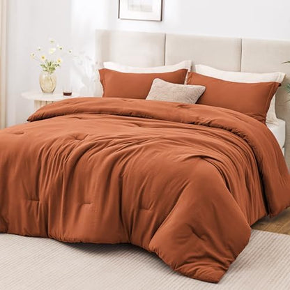 Love's cabin Terracotta Full Comforter Set, 3-Piece Prewashed Bed Set