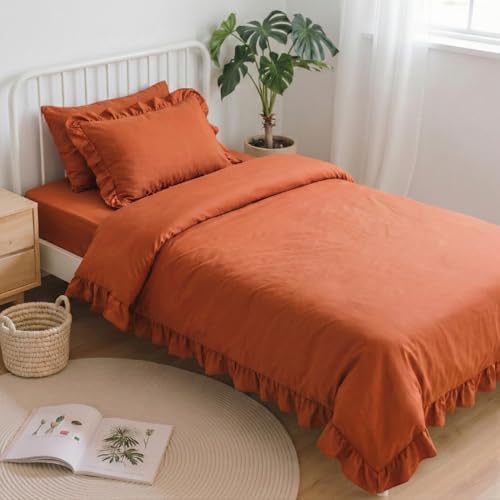 Anluoer Twin Comforter Set 5 Piece,Ruffle Bed in a Bag Twin Bedding Sets