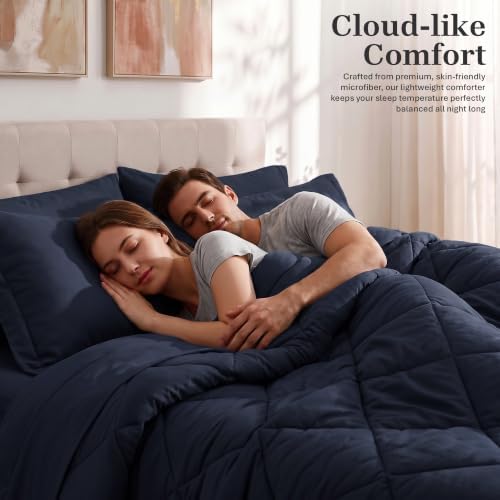 Utopia Bedding Queen Comforter Set, Bed in a Bag 7 Piece, Navy