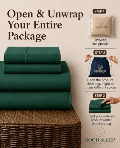 100% Egyptian Cotton Twin XL Sheets, 4 Pc, Emerald Green Sheets Twin XL