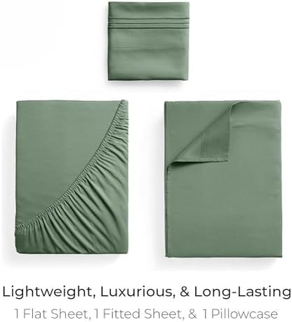 Mellanni Iconic 3-Piece, Ultra Soft Sheet Set (Twin XL, Sage)