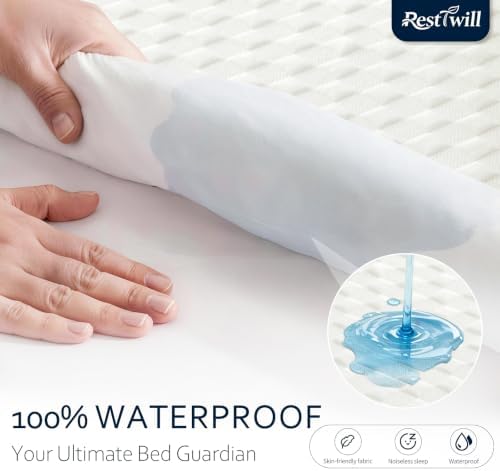 Waterproof Mattress Protector Twin XL, Organic Cotton, White