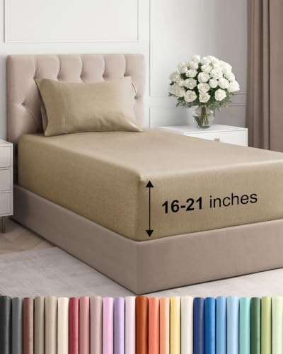 Extra Deep Pocket Twin Sheet Set - Breathable & Cooling - Heathered Tan