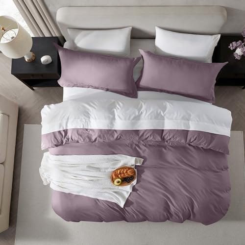 Hearth & Harbor Prewashed California King Duvet Cover Set, Dusty Purple