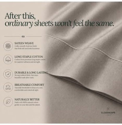 CLOUDSCAPE LINEN Millennium Series 100% Egyptian Cotton Sheet Calking,Taupe