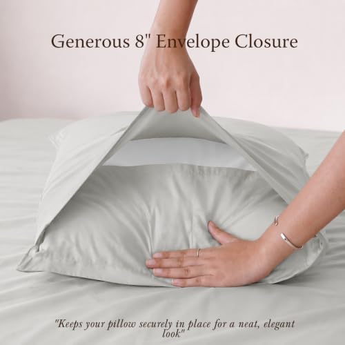 Threadmill Viscose Made from Bamboo Standard Pillowcases,Sateen, Light Grey