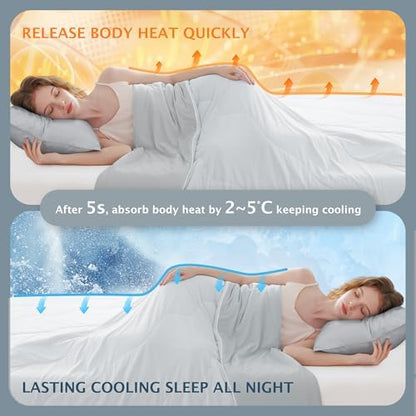 BEAUTEX Cooling Blanket Comforter Twin Size - Double Sided Cool Blanket for Hot Sleepers and Night Sweats, Q-Max>0.45, Breathable Lightweight Silky Summer Ice Blankets for All Season (Grey, 60" x 90")