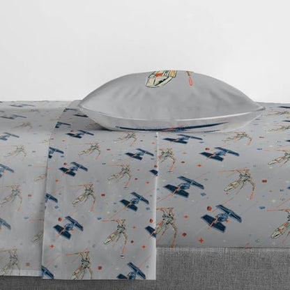 Jay Franco Kids Sheet Set with Fitted, Flat Sheets & Pillow Cover - Ultra-Soft Bedding with Pillowcase for Room Decor, Gray - LEGO®, 3 Piece Twin