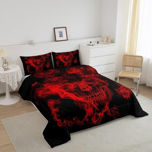 Feelyou Skull Comforter Decor 3D Bedding Set Twin Size for Adults Teens